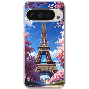 Силиконовый Чехол с Картинкой для Google Pixel 9 Pro Принт (Париж, Эйфелева Башня) (59487-ysm036)
