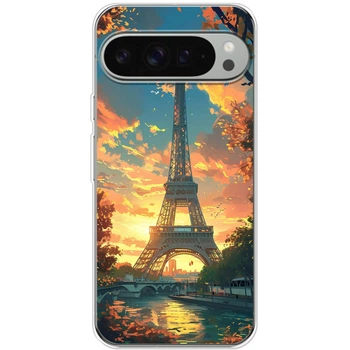 Силиконовый Чехол с Картинкой для Google Pixel 9 Pro XL Принт (Париж, Эйфелева Башня) (59486-ysm037)