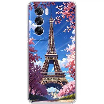 Силиконовый Чехол с Картинкой для OPPO Reno 12 Pro Принт (Париж, Эйфелева Башня) (59592-ysm036)