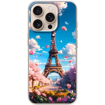 Силиконовый Чехол с Картинкой для iPhone 16 Pro Принт (Париж, Эйфелева Башня) (58617-ysm035)