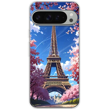 Силиконовый Чехол с Картинкой для Google Pixel 9 Pro XL Принт (Париж, Эйфелева Башня) (59486-ysm036)