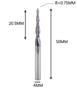 Фреза конусная для ЧПУ R0,75-D4-L50-l20,5
