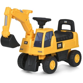 Каталка толокар трактор екскаватор з ковшем CAT M 6022-6 жовтий звукові ефекти музика