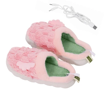 Домашние комнатные тапочки Lesko A-232 USB Pink с подогревом и крыльями женские р. 36