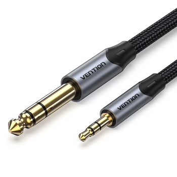 Кабель аудио Vention minijack 3.5 мм - Jack 6.35 мм в нейлоновой оплетке TRS 10 м Black (BAUHL)