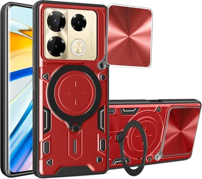 Чохол Magnetic Shield для Infinix Note 40 Pro / X6850 протиударний бампер з підставкою кільцем Red