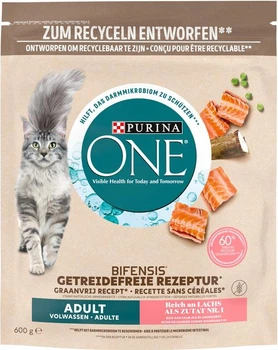 Сухой беззерновой корм Purina One Grain Free Bifensis для взрослых кошек с лососем 5уп*600 г