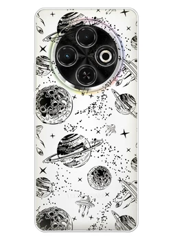 Прозрачный силиконовый чехол iSwag для Tecno Spark 30C с рисунком - Космос (ISTS30C13)