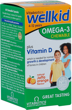 Suplement diety Vitabiotics Wellkid Omega-3 Chewable dla dzieci 60 kapsułek Pomarańczowy (5021265247578)