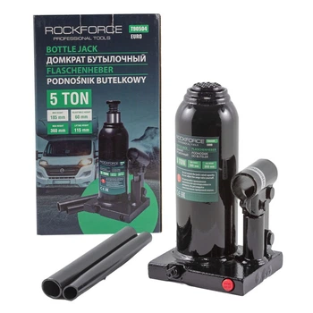 Домкрат бутылочный 5т (185-360мм) с клапаном ROCKFORCE RF-T90504