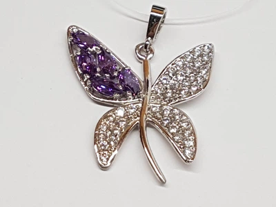 Серебряная подвеска Бабочка с фианитами. 903-00334 Фиолетовый