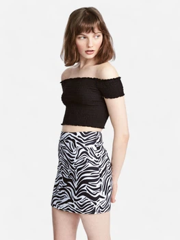 Юбка H&M 0507894 34 Черная с белым (KAY2000001249741)