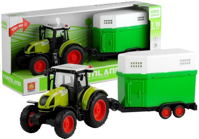 Traktor Lean Toys z przyczepą konną z napędem i dźwiękiem (5902808156758)