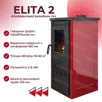 Печь с варочной поверхностью ALFA-PLAM ELITA 2 красная