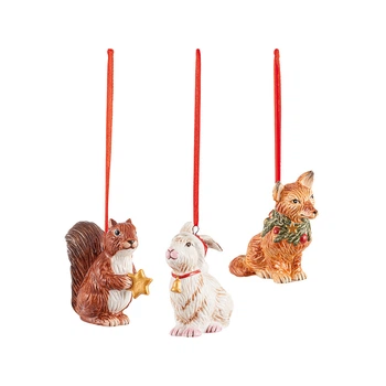 Набір із 3 ялинкових іграшок Villeroy & Boch Nostalgic Ornaments 6х6х7 см лісові тварини (1483316689)