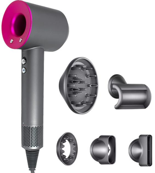 Профессиональный фен-стайлер для волос Super Hair Dryer Fan 5в1 1600Вт многофункциональный с 5 сменными магнитными насадками DSP-30658