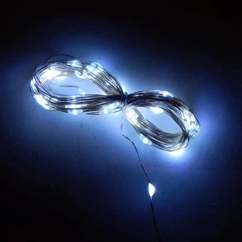 Гірлянда Нитка Led 30 білий дріт 2 батарейки 3 м 1-45