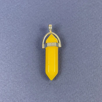 Кулон-шестигранник с кристаллом «Цитрин» (тонированный камень) 8×31×41 мм+, ida47644