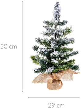 Choinka sztuczna Feeric Lights & Christmas w jutowym worku pokryta śniegiem 50 cm (3560238976777)