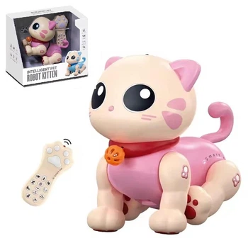 Інтерактивна іграшка Кошеня Pink Robot Kitten виконує трюки, танцює, акумулятор 3.7V, USB-кабель, підсвічування, музика (К31)