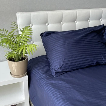 Простынь SoundSleep Stripe Sense Dark Blue сатин-страйп 150х220 см темно-синяя (2800005144307)