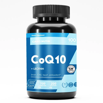 Коензим Q10 + Лецитин соняшниковий (Coenzyme кофермент), GARO Nutrition, 100 мг, 100 капсул