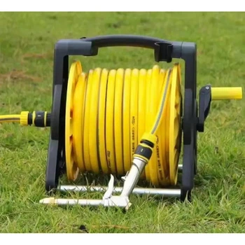 Катушка для водяного шланга + шланг 10 метров Water Pipe с распылителем, поливочный набор Желтый AND-923