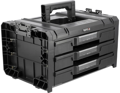 Skrzynka YATO modułowa T3 systemu S12 plastikowa z 3 szufladami 450x320x240 mm (YT-08974)