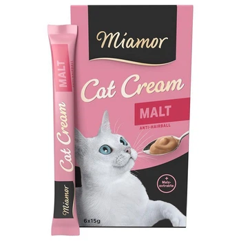 Лакомство для котов Miamor Cat Cream Malt-Cream для естественного вывода комков шерсти у котов 6 стиков х 15 г (4000158743053)