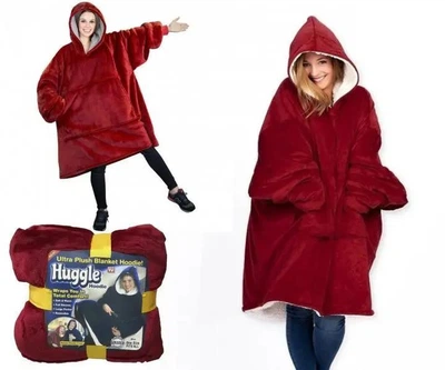 Худі плед толстовка з капюшоном унісекс Huggle Hoodie розмір One Size червоний