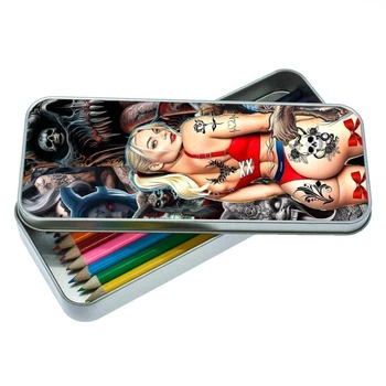 Пенал школьный для мальчика и девочки металлический джокера 7*18 см Silver