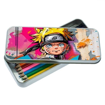 Пенал школьный для мальчика и девочки наруто 7*18 см Silver