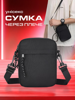 Сумка барсетка чоловіча жіноча дорожня слінг через плече месенджер VMHouse маленька сумочка для телефону нагрудна спортивна унісекс чорний (0133-0001)