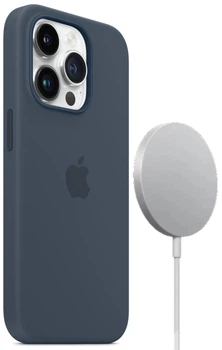 Чехол силиконовый противоударный Silicone Case with MagSafe для Apple Iphone 14 Pro (6.1") Storm Blue