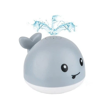 Игрушка детская для ванной Spray water bath toy кит с фонтаном, световыми и звуковыми эффектами на аккумуляторе зарядка от USB Серый