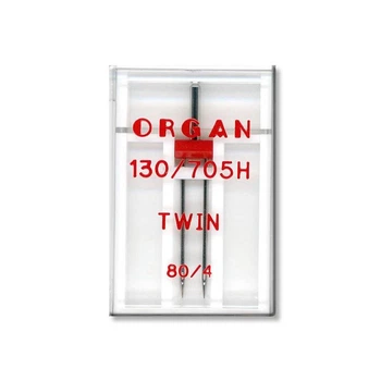 Иглы швейные двойные универсальные ORGAN TWIN №80/4 пластиковый бокс для бытовых швейных машин (6984)