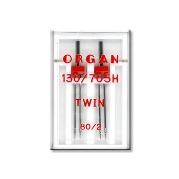 Иглы швейные двойные универсальные ORGAN TWIN №80/2 пластиковый бокс для бытовых швейных машин (7029)