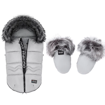 Конверт зимний Bair Alaska + варежки с мехом Серый