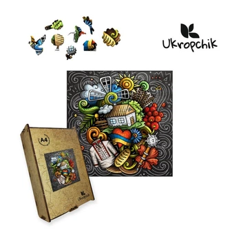 Пазл Ukropchik деревянный Украинские Традиции size - M в коробке с набором-рамкой [104195]
