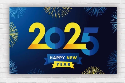 Паперовий плакат на Новий рік / Різдво "Happy New Year 2025", 120х75 см