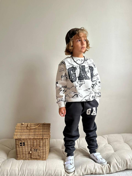 Детский костюм Gap флисовый на мальчика 104 см белый с серым