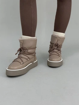 Женские зимние угги ShoesBand Темно-бежевые натуральная кожа 37 (24 см) (S74001-7з)