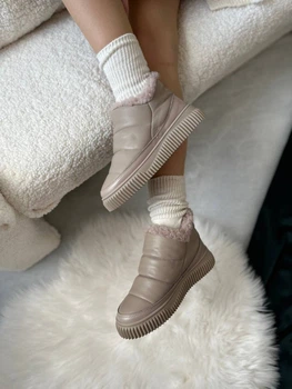 Женские зимние угги ShoesBand Бежевые натуральная кожа 36 (23,5 см) (S44051з)