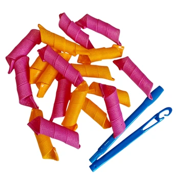 Бигуди Magic Curler "Спираль" длина 25 см, набор 18 шт., стандартный локон, оранжево-розовые