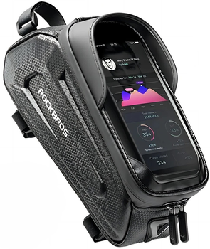 Torba rowerowa RockBros B68 na ramę z etui na telefon i pokrowcem na torbę 1.7 l Black (7016802869779)