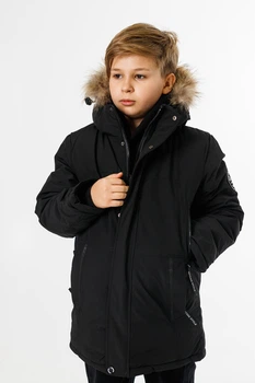 Куртка зимняя Imydaq Style теплая для мальчика 10-15 лет , Черный, 146