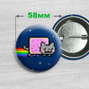 Значок мем Нян Кэт / Nyan Cat №3 58мм