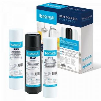 Комплект картриджей Ecosoft Premium 1-2-3 для фильтров обратного осмоса 3шт. в упаковке (CPV3ECOSTD)