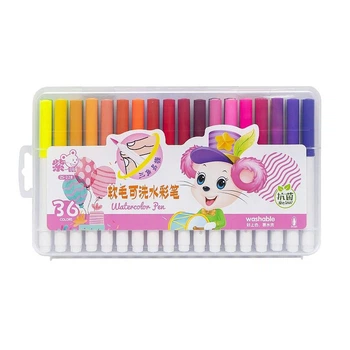 Фломастер - кисточка "Water color pen" 36 цветов 228-36 в пластиковом боксе (Розовый)