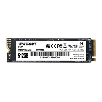 Накопичувач SSD Patriot P320 512GB M.2 2280 PCIe NVMe Gen3 x4 3D NAND TLC (P320P512GM28)